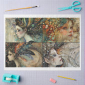 気まぐれな妖精の顔スクラップ予約ミックスメディア 薄葉紙 (クラフト)