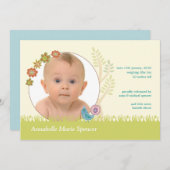 気まぐれな孔雀の写真 出生発表カード 案内状 (正面/裏面)