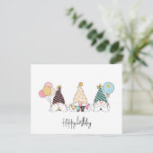 気まぐれな小人の3人組 ハッピーバースデー ポストカード (スタンド正面)