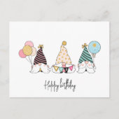 気まぐれな小人の3人組 ハッピーバースデー ポストカード (正面)