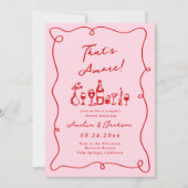 気まぐれな手描きのピンクと赤　That's Amore 招待状 (正面)