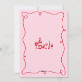 気まぐれな手描きのピンクと赤　That's Amore 招待状 (裏面)