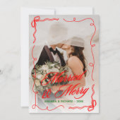 気まぐれな手描きの結婚＆メリークリスマス シーズンカード (正面)