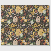 気まぐれな手描きの蜂の巣と蜂蜜 ラッピングペーパー (フラット)