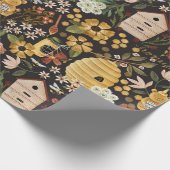 気まぐれな手描きの蜂の巣と蜂蜜 ラッピングペーパー (角)