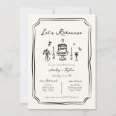 気まぐれな手描きの風変わりなリハーサルディナー 招待状 (正面)