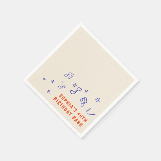 気まぐれな手描きイラスト 40歳の誕生日 スタンダードカクテルナプキン (角)