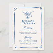 気まぐれな手描きネイビーブルーバックの予定表 招待状 (正面)