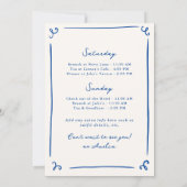 気まぐれな手描きネイビーブルーバックの予定表 招待状 (裏面)