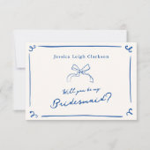 気まぐれな手描きネイビー　あなたは私の？ 招待状 (正面)