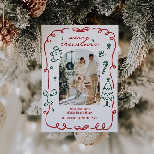 気まぐれな手描き家族写真 シーズンカード