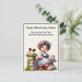 気まぐれな日常の感情を込めた ヴィンテージ アート ポストカード (スタンド正面)