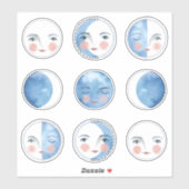 気まぐれな月の満ち欠けステッカーセット シール (シート)