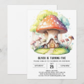 気まぐれな森のキノコの誕生日 招待状 (正面/裏面)