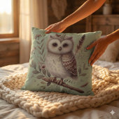 気まぐれな森のフクロウの植物学的イラスト クッション