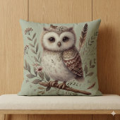 気まぐれな森のフクロウの植物学的イラスト クッション