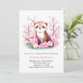 気まぐれな水彩タヌキ少女ベビーシャワー 招待状 (スタンド正面)