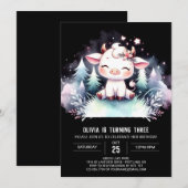 気まぐれな牛の誕生日（編集可能） 招待状 (正面/裏面)