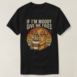 気まぐれな犬のコーヒー好きフライドポテトTシャツ Tシャツ