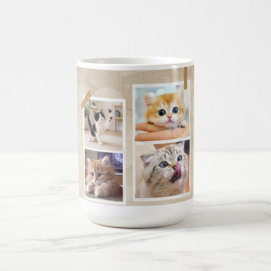 気まぐれな猫のコラージュ コーヒーマグカップ (中央)