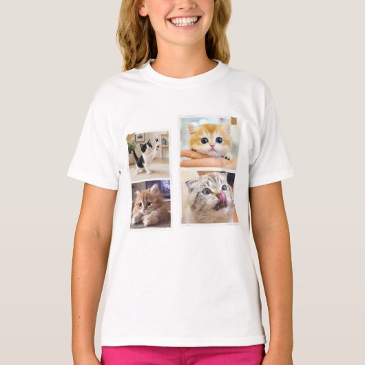 気まぐれな猫のコラージュ Tシャツ (正面)