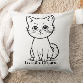 気まぐれな猫の名言 かわいい子猫の線画 クッション (ブランケット)