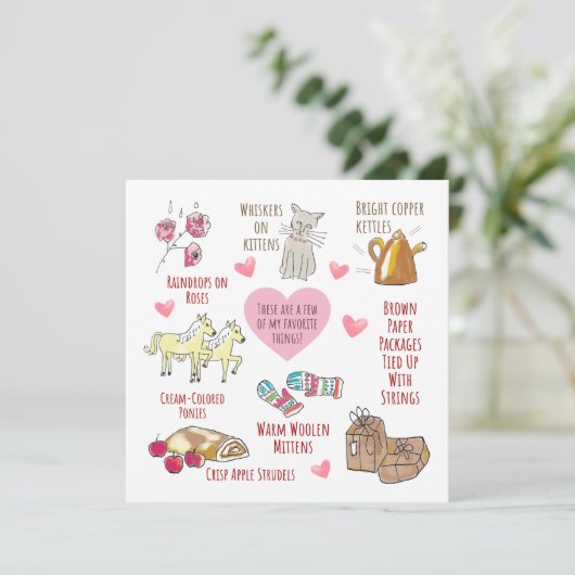 気まぐれな私の好きなもの手描きバレンタイン シーズンカード (スタンド正面)