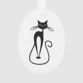 気まぐれな細身の黒猫 オーナメント (裏面)