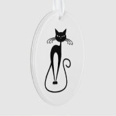 気まぐれな細身の黒猫 オーナメント (正面)
