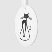 気まぐれな細身の黒猫 オーナメント (正面)