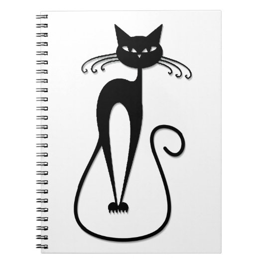 気まぐれな細身の黒猫 ノートブック (正面)