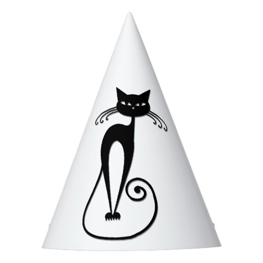 気まぐれな細身の黒猫 パーティーハット (正面)