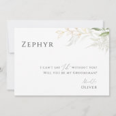 気まぐれな緑と金 | 花婿の友人カード 招待状 (裏面)