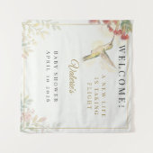 気まぐれな翼と水彩の願い | ハチドリ タペストリー (正面(横))