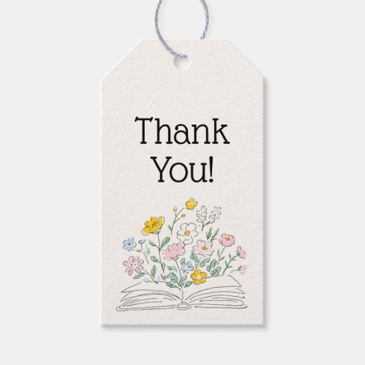 気まぐれな花々が彩る新しい章のブライダルシャワー ギフトタグ (正面)