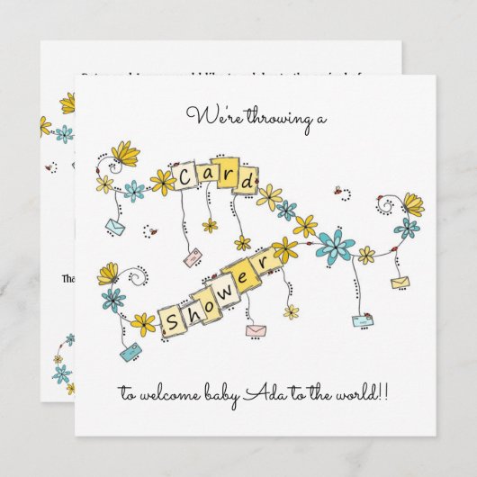 気まぐれな花の新しい赤ちゃんのカードシャワー (正面/裏面)
