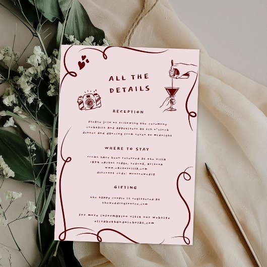 気まぐれな落書き | 結婚式のゲスト詳細 エンクロージャーカード