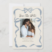 気まぐれな薄い青の蝶結び Save the Date セーブザデート (正面)