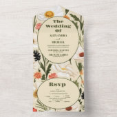 気まぐれな野生の花の草原でのウェディング オールインワン招待状 (内側)
