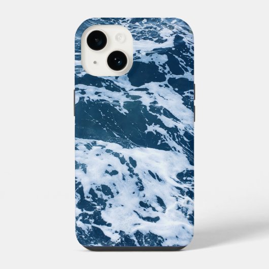 気まぐれな青い海の波 iPhoneケース (裏面)