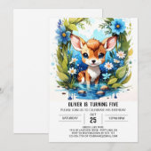 気まぐれな鹿の冒険少年誕生日 招待状 (正面/裏面)