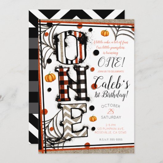 気まぐれな麻のハロウィンMashup 1歳の誕生日 招待状 (正面/裏面)