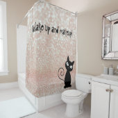 気まぐれな黒猫のグリッター・ウェイクアップ＆メイクアップ シャワーカーテン (インサイチュ)