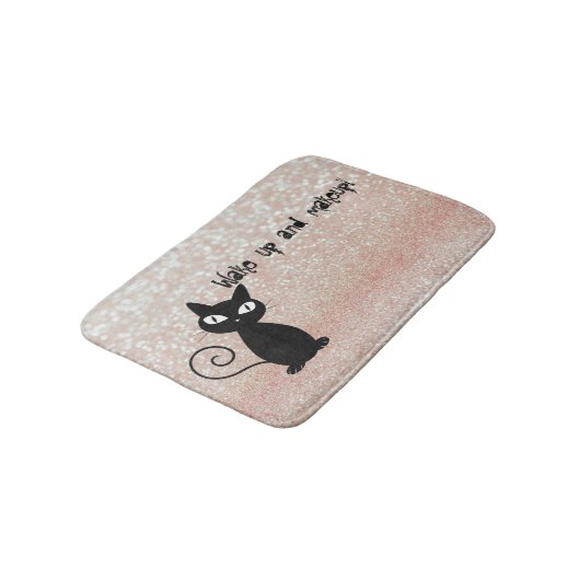 気まぐれな黒猫のグリッター・ウェイクアップ＆メイクアップ バスマット (アングル)