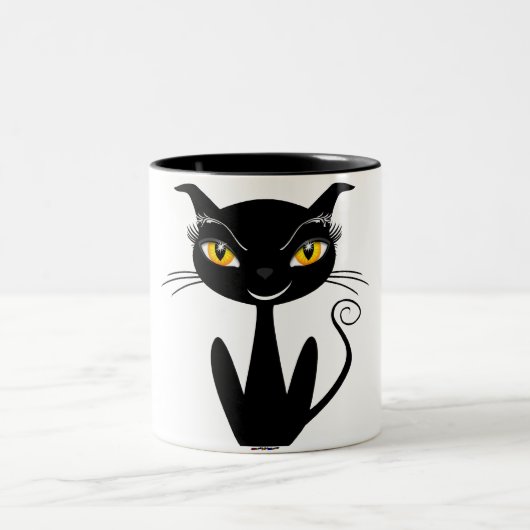 気まぐれな黒猫 ツートーンマグカップ (中央)