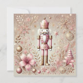 気まぐれな エレガントな ピンクとゴールドのパステルカラーのくるみ割り人形 シーズンカード (正面)