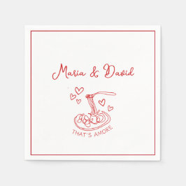 気まぐれな That's Amore カスタム レッド イタリアン ウェディング スタンダードカクテルナプキン