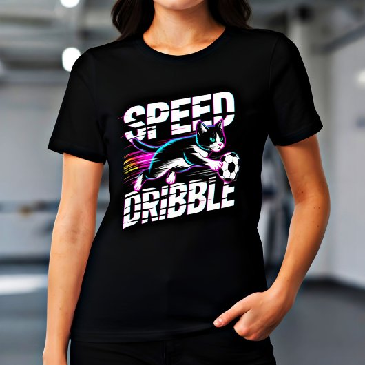気まぐれサッカー猫レディース トライブレンドTシャツ