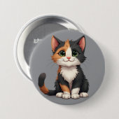 気まぐれ三毛猫の子猫 缶バッジ (正面&裏面)