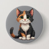 気まぐれ三毛猫の子猫 缶バッジ (正面)
